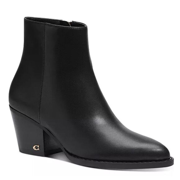 Coach Boots Size 9.5B Leather Ankle Booties Pointed Toe Western‎ Style - Picture 1 of 12